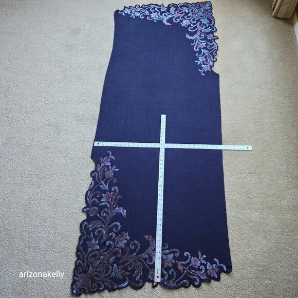 NWOT Crystal Cashmere Scarf Bedazzled Gem Sparkle Rhinestone Ahujasons - Picture 3 of 17